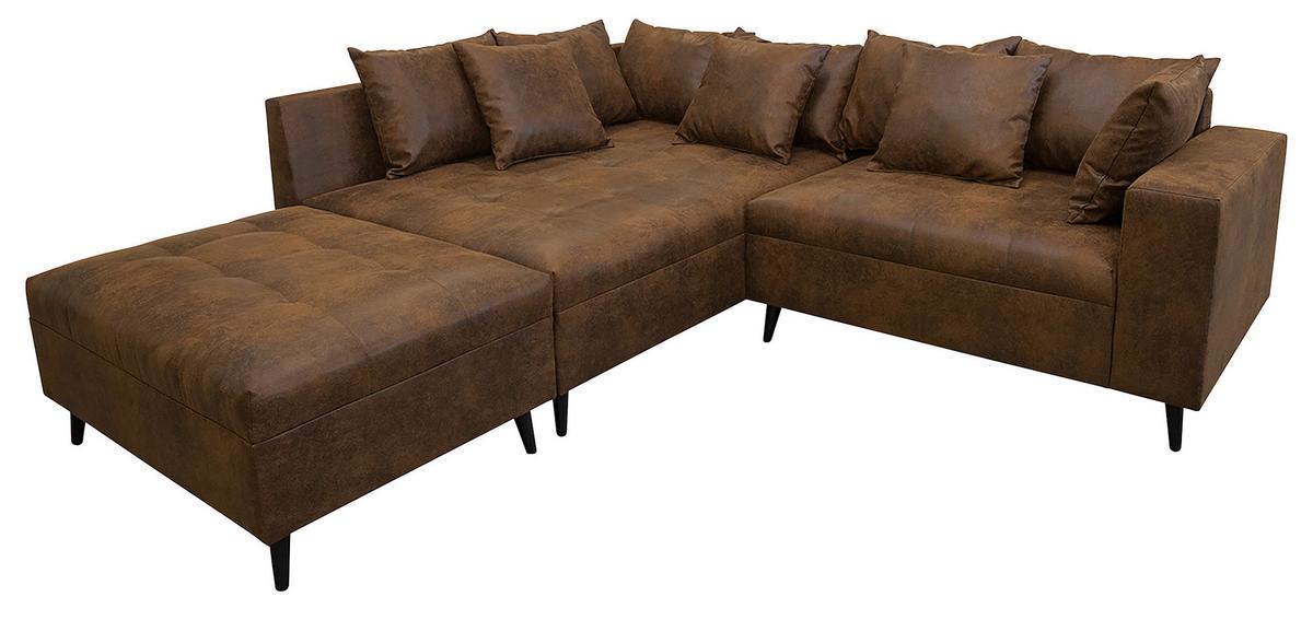 Ecksofa Pruno, Braun S: 174x247 Cm - Schwarz/Braun, Design, Textil (174/247cm) - MID.YOU