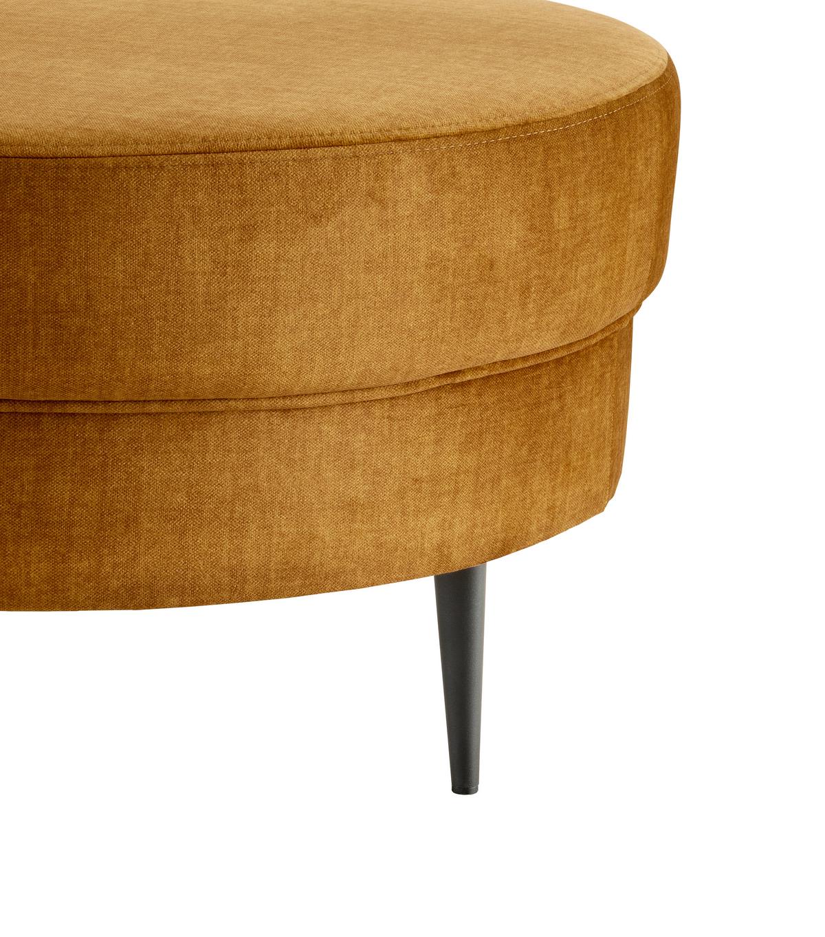 Hocker Pistaccio Gelb Velours, D: 80 cm Gelb - Gelb/Schwarz, MODERN, Textil (80/43cm) - Livetastic
