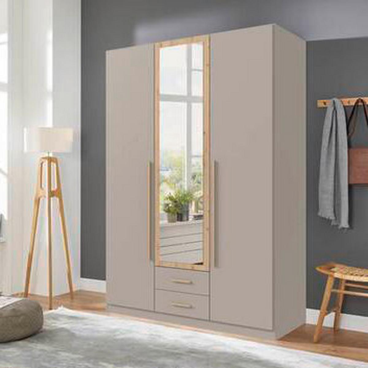 Šatní skříň MARBUGR, šířka 135 cm - šedá/dub artisan, Konvenční, kompozitní dřevo/sklo (135/199/58cm) - Mömax