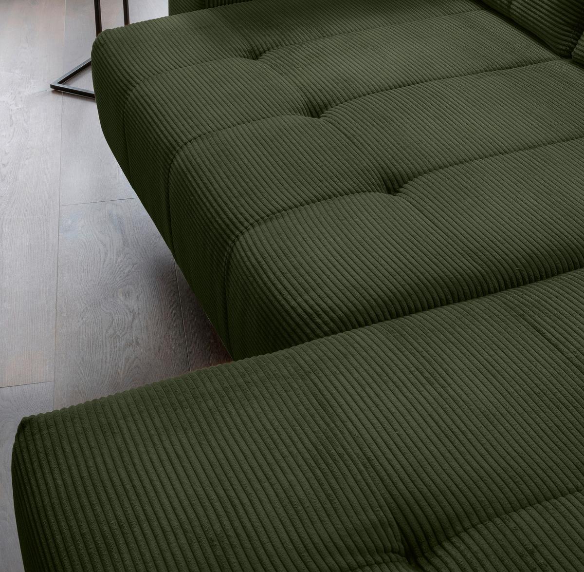 Ecksofa Fiore Dunkelgrün S: 272x200 cm - Dunkelgrün/Schwarz, MODERN, Textil (272/200cm) - Livetastic