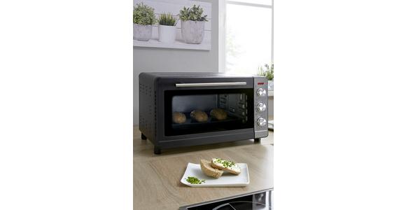 Mini-Backofen Toni Schwarz 1500 W + Backblech, Grillrost - Edelstahlfarben/Schwarz, Basics, Glas/Kunststoff (50,1/34,5/32,6cm) - Bono