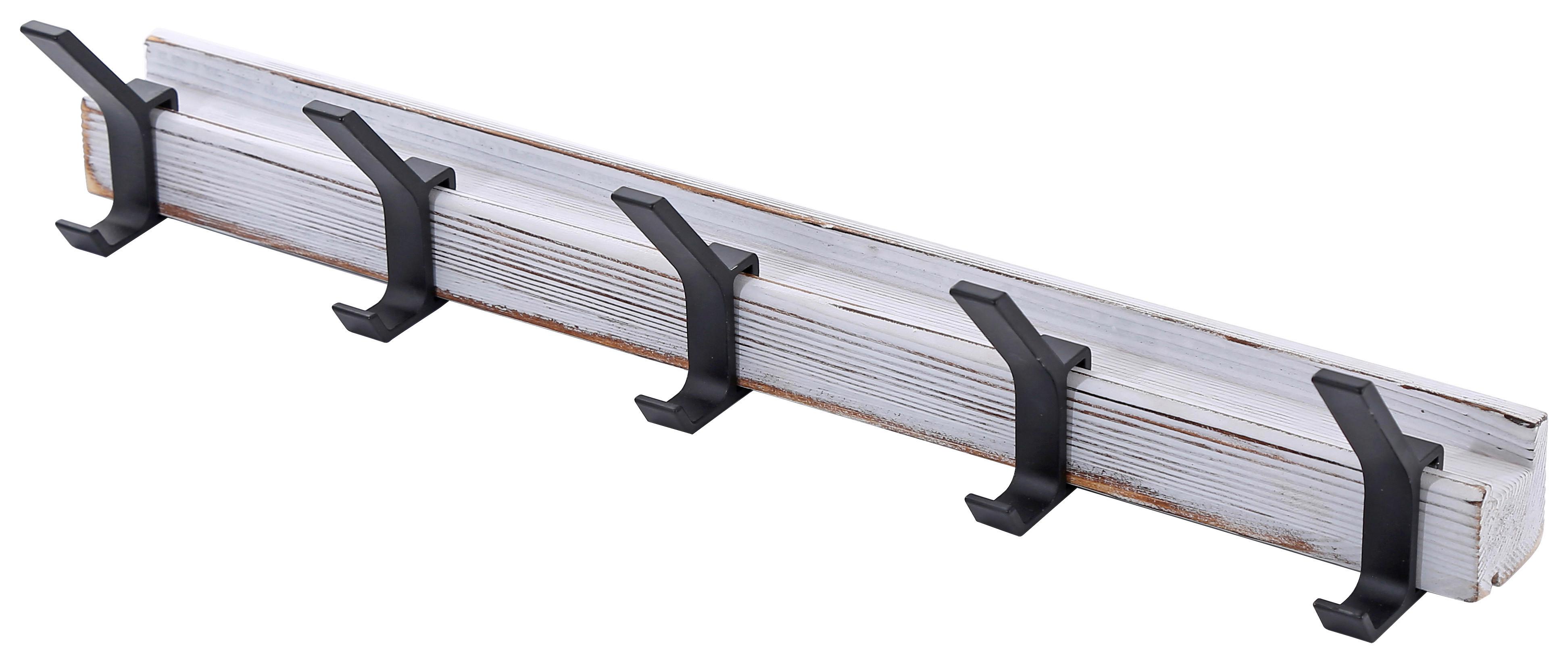 LIŠTA S HÁČIKMI LINA 2 - biela, Modern, drevo (40/6,9/6,4cm)
