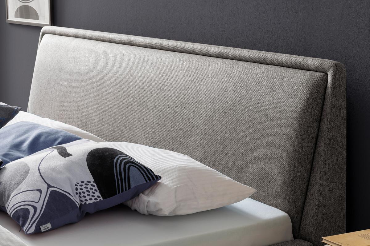 Polsterbett mit Bettkasten 140x200 cm Frieda Grau - Eichefarben/Grau, MODERN, Holz/Textil (140/200cm) - Livetastic