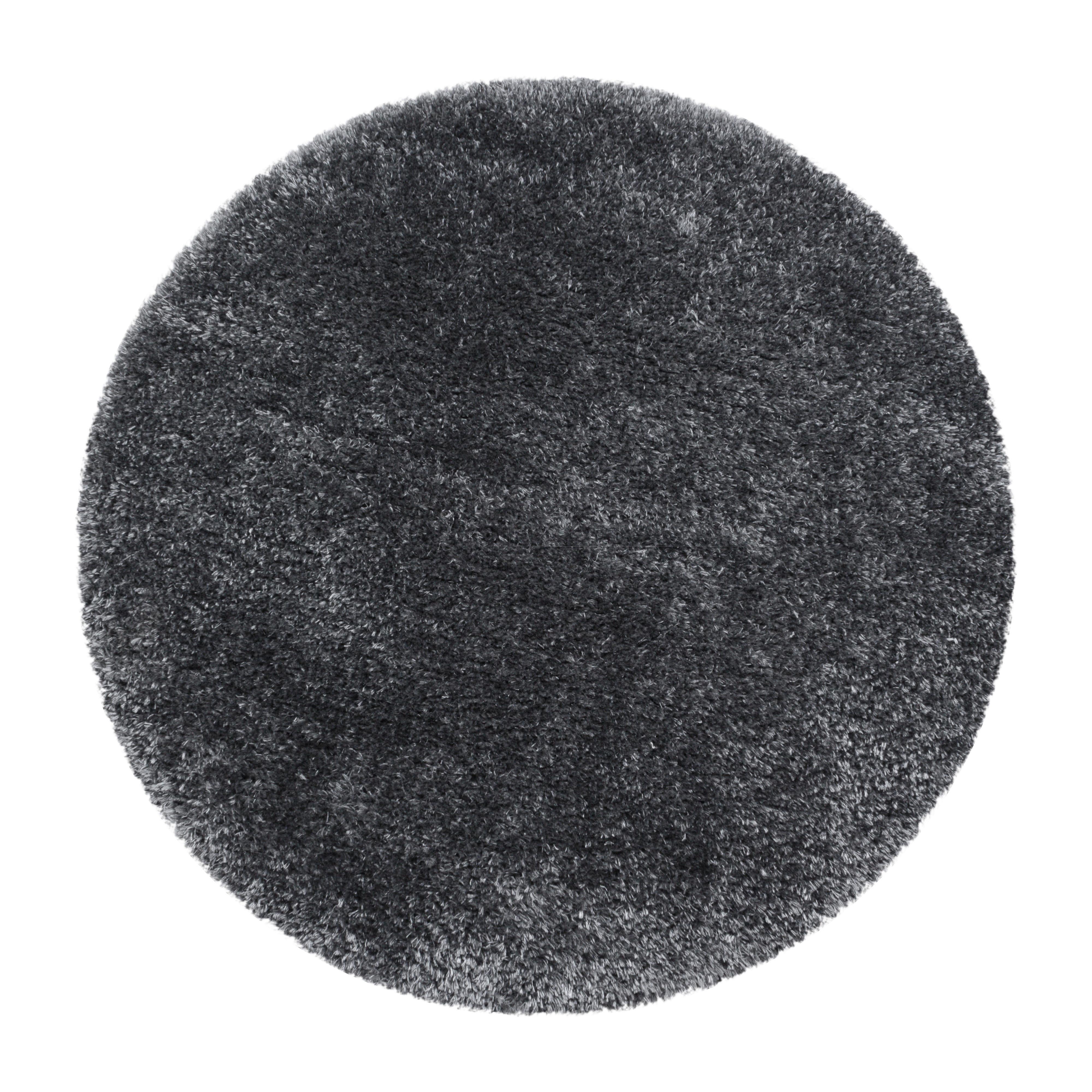 Hochflor Teppich Grau Brilliant Rund Ø 120 cm - Grau, Basics, Textil (120cm)