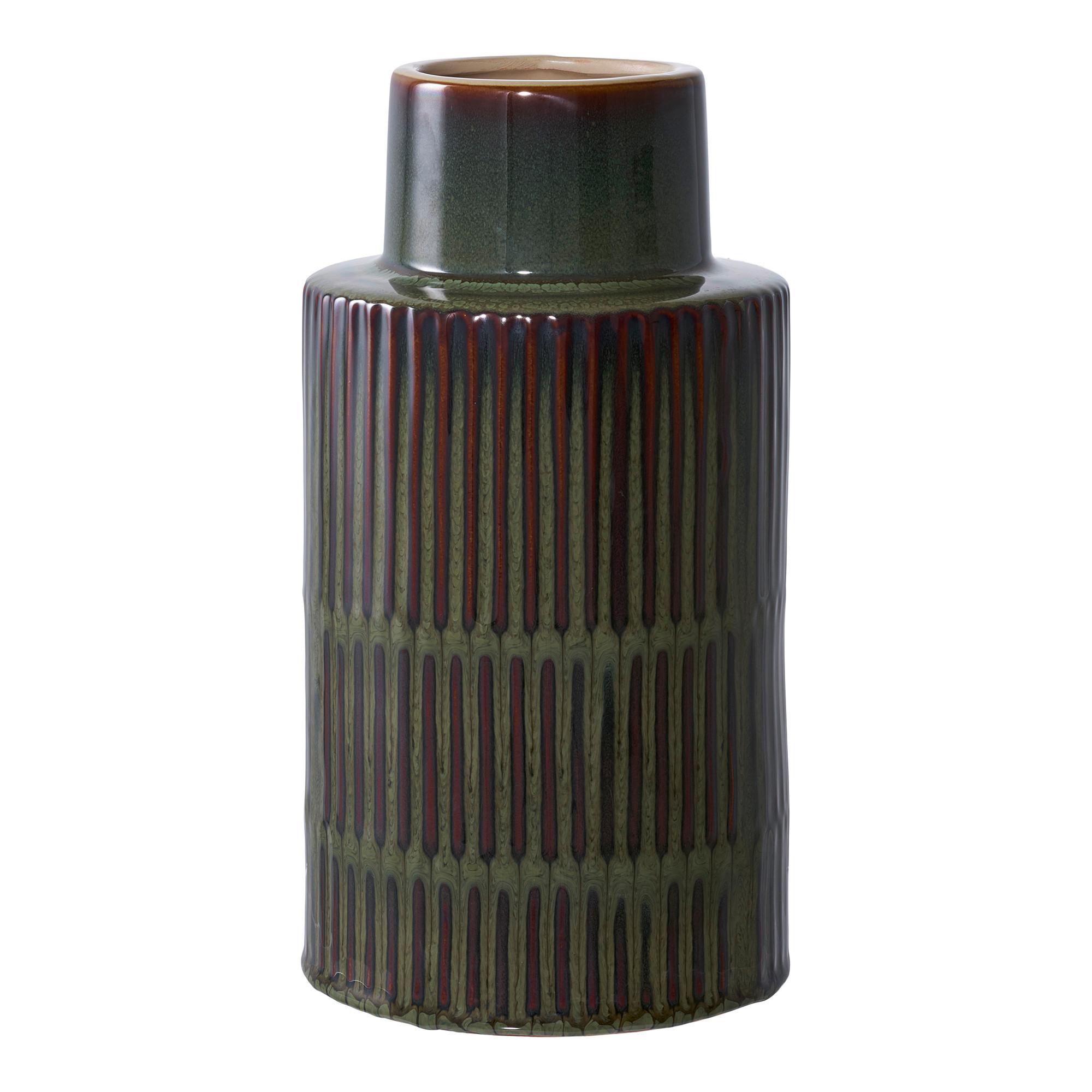 Vase Braun Grün B: 16 cm - Braun/Grün, Design, Keramik (16/30/16cm)
