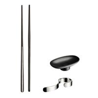 Essstäbchen Audrey Asian Set Schwarz - Schwarz, Basics, Kunststoff/Metall - Pintinox
