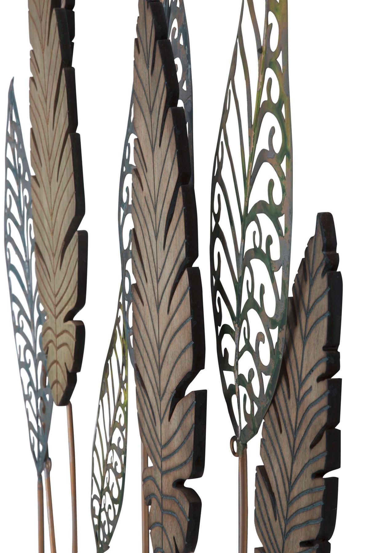 Wanddeko Leafs -c- Braun Schwarz B: 87 Cm - Schwarz/Braun, Basics, Holzwerkstoff/Metall (87/75/2.5cm)
