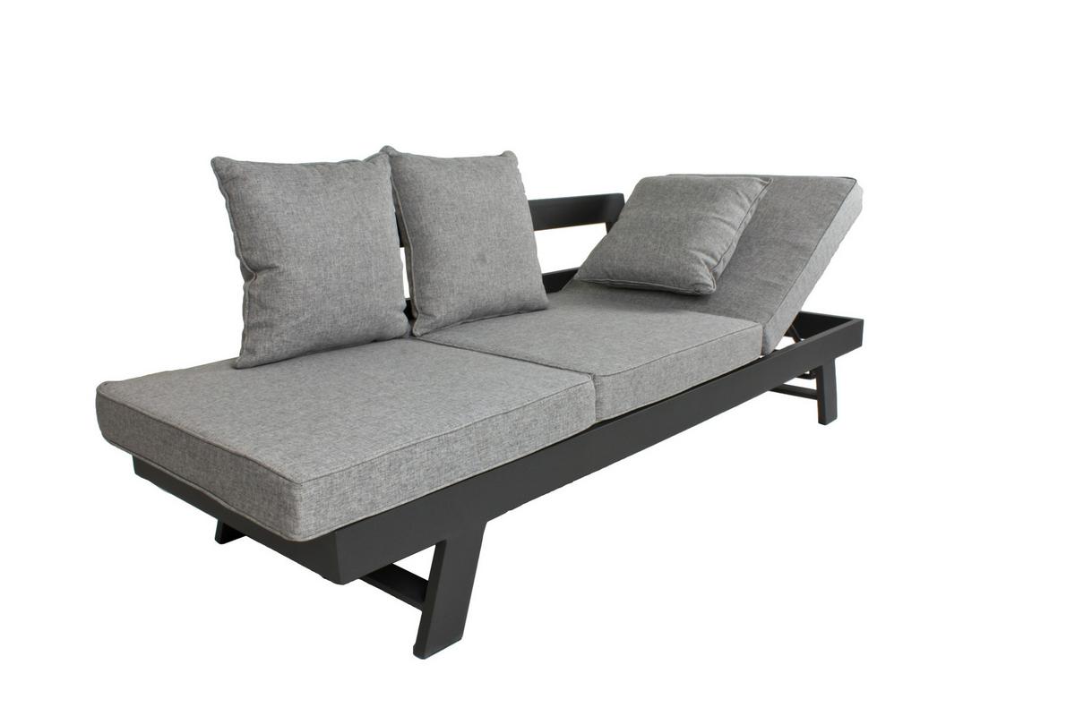 Loungegarnitur Donna - Schwarz/Grau, Basics, Kunststoff/Textil (216/70/74cm) - Gardenson