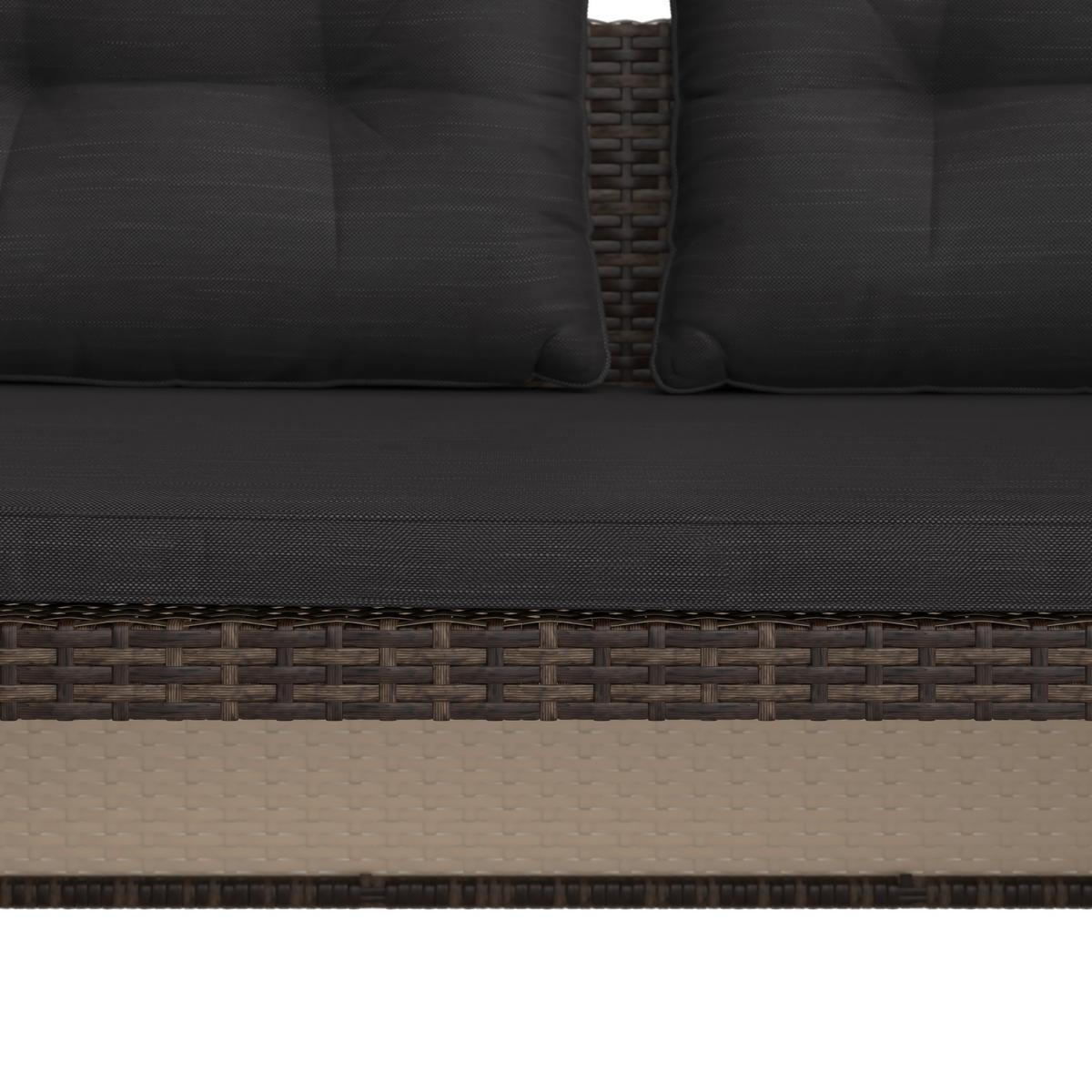 Loungegarnitur 3-Tlg. Vegas Polyrattan/Stahl mit Kissen - Graubraun/Schwarz, MODERN, Glas/Kunststoff - Luca Bessoni