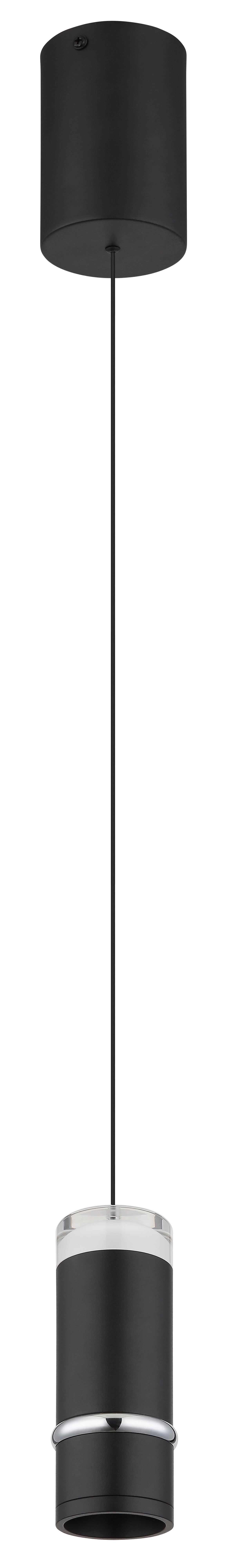 LED-Hängeleuchte Alvarado Schwarz D: 7,5 cm - Schwarz, Design, Kunststoff/Metall (7,5/180cm) - Globo
