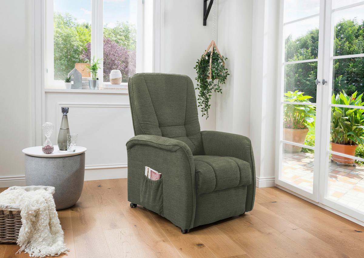 Fernsehsessel Harry Dunkelgrün B: 77 Cm - Dunkelgrün/Schwarz, Design, Textil (77/107/88cm) - Livetastic