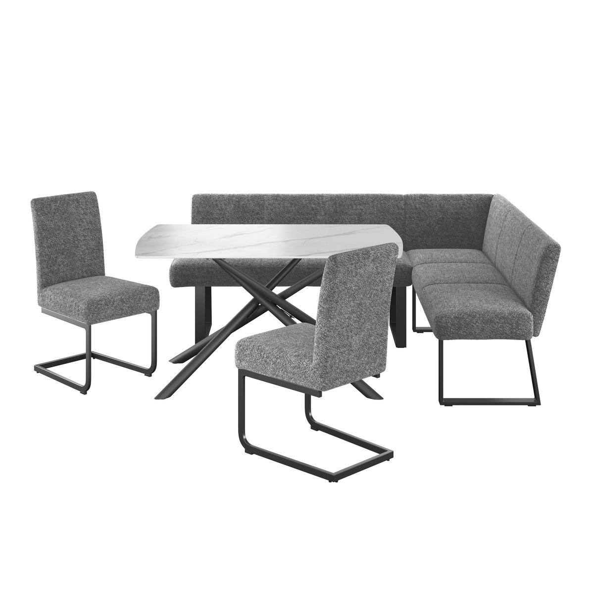 Eckbank Grau Eisen/polyester Leinenoptik Terri 190x150 Cm - Schwarz/Grau, MODERN, Textil/Metall (190/150cm) - MID.YOU