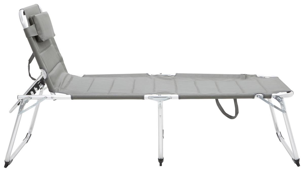 Sonnenliege Klenia Aluminium, Textil mit Kissen - Grau, MODERN, Textil/Metall (70/45/95/200cm) - Ondega