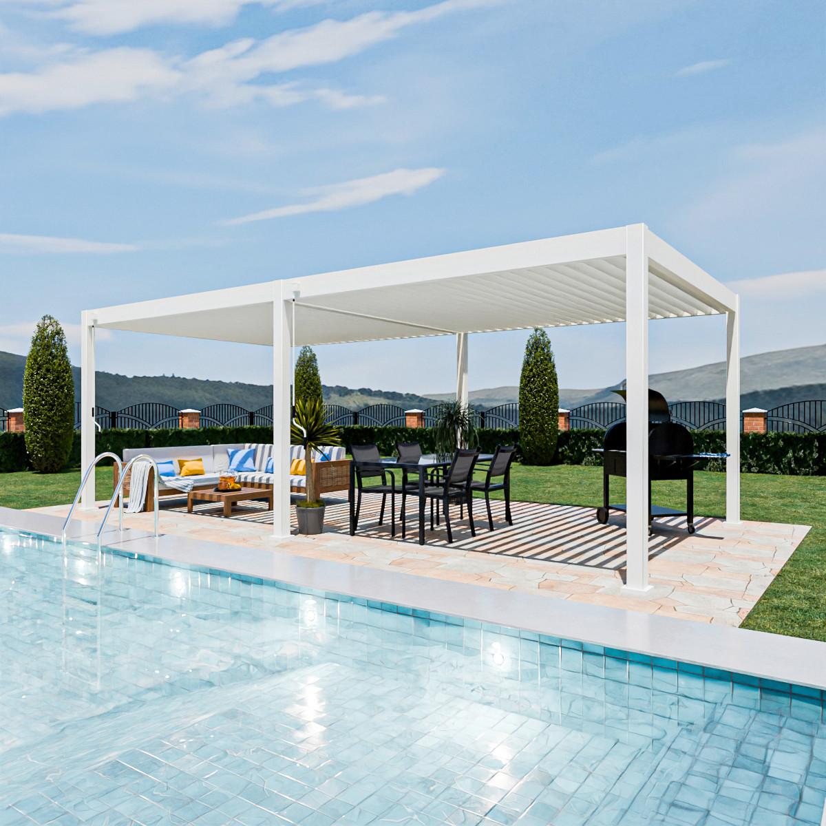 Pergola 360x720 Cm Wetterbeständig, Weiß - Weiß Hochglanz, Basics, Metall (360/255/720cm)