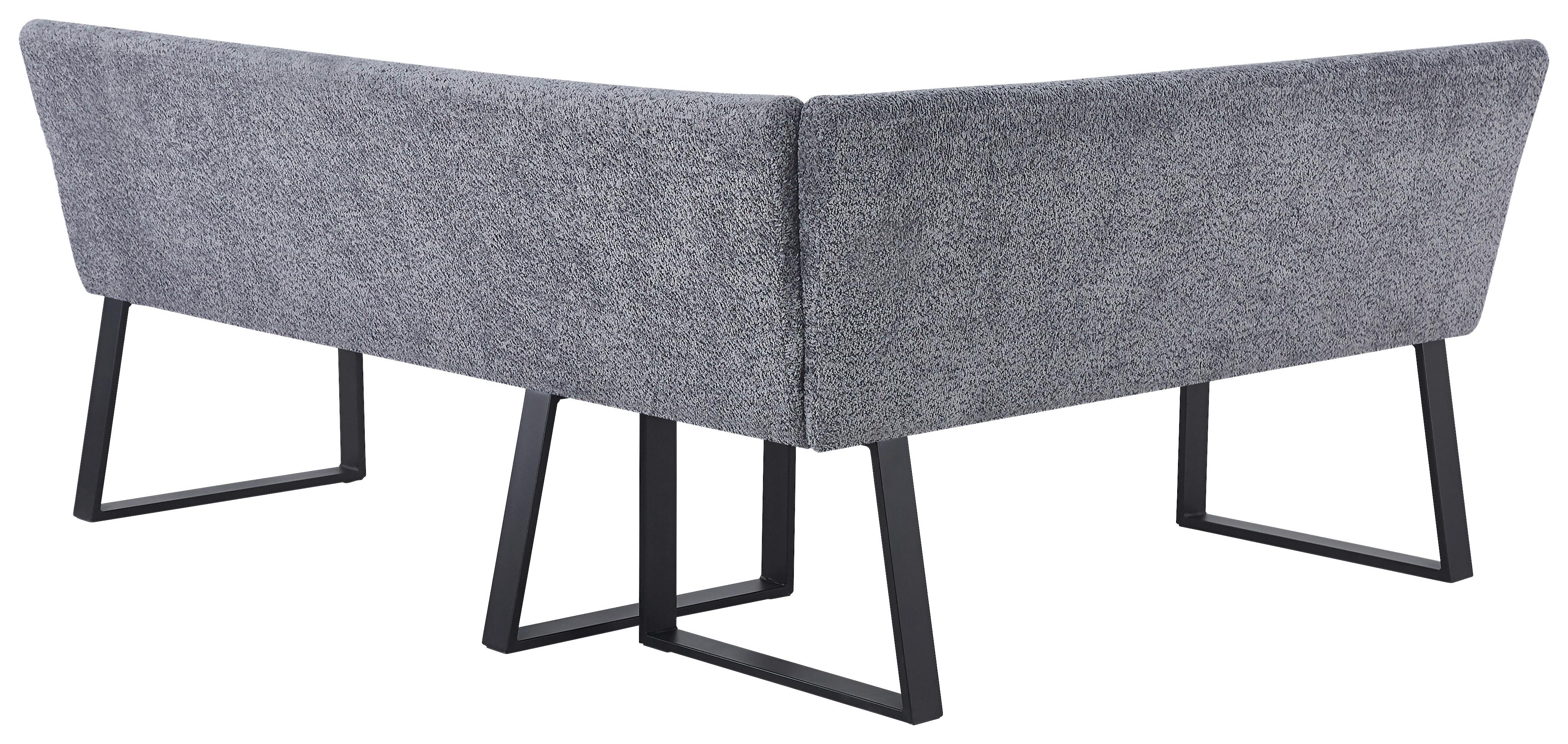 Eckbank Kea Leinenoptik Grau, S: 150x190cm - Schwarz/Grau, KONVENTIONELL, Textil/Metall (150/190cm) - MID.YOU