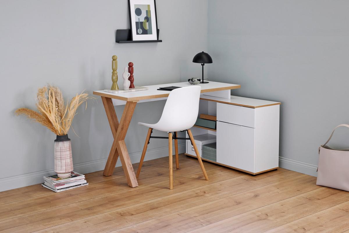 Eckschreibtisch X-Club C 40 E - Eichefarben/Weiß, MODERN, Holzwerkstoff (140/95/76cm) - Livetastic