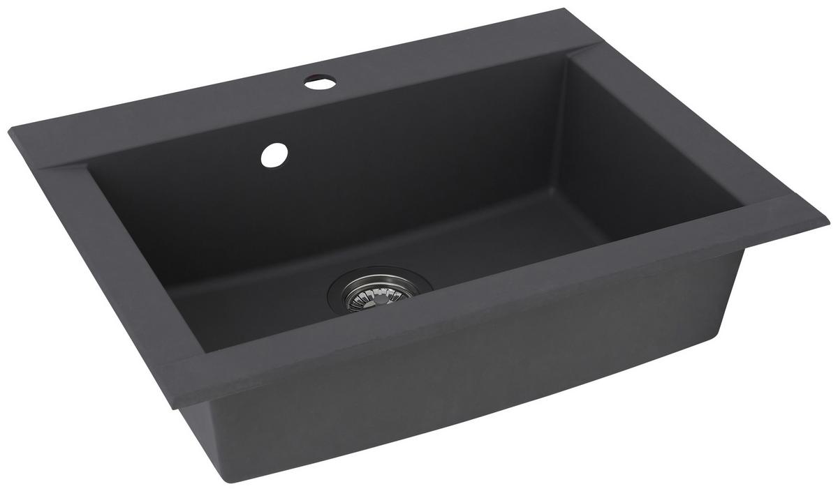Spüle Respekta Einbauspüle Ohio - Grau, Trend, Glas/Kunststoff (66/21/50cm) - Respekta