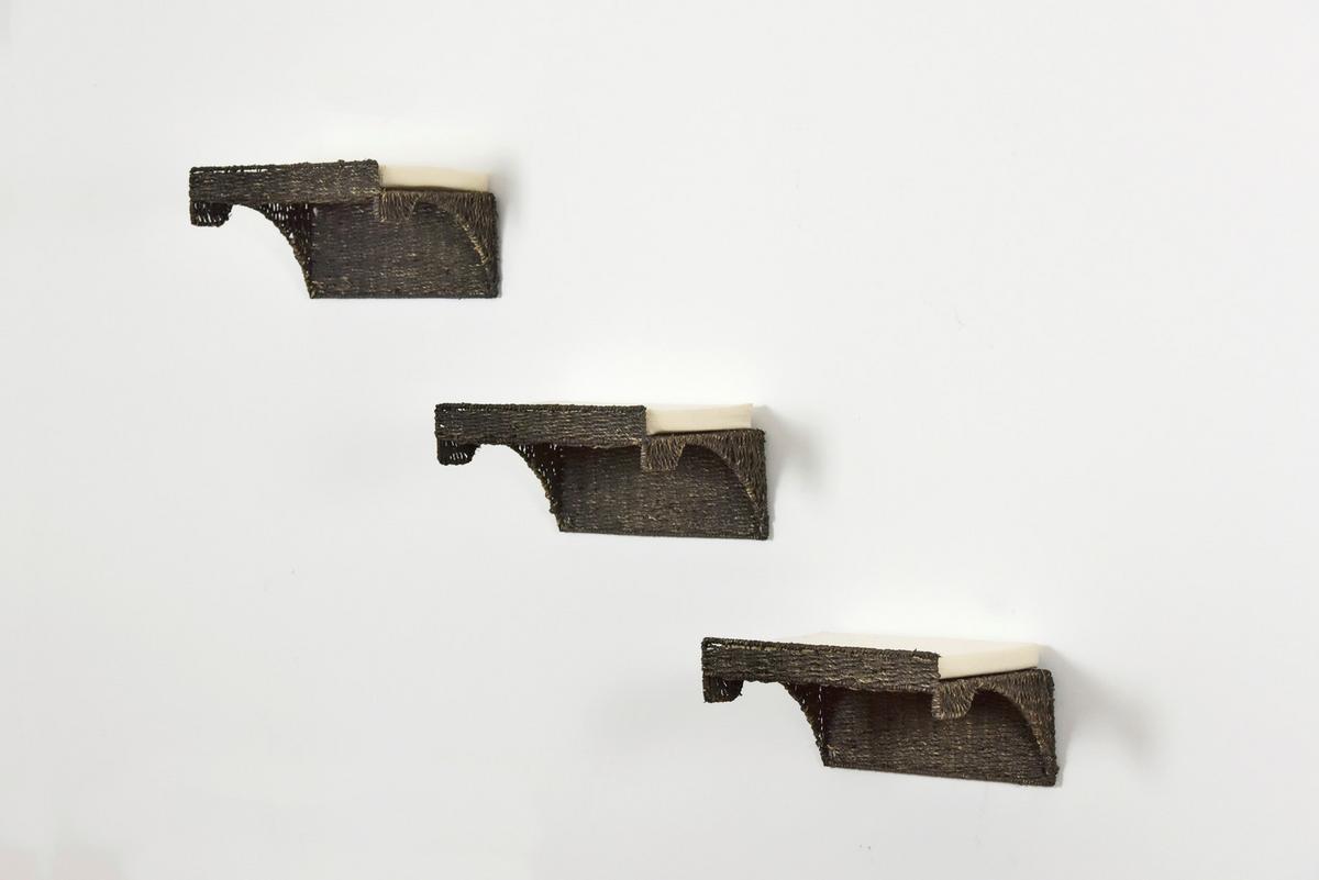 Wandmulde Sammy Schwarz L: 40 cm - Schwarz, Naturmaterialien/Metall (40/25/15cm)