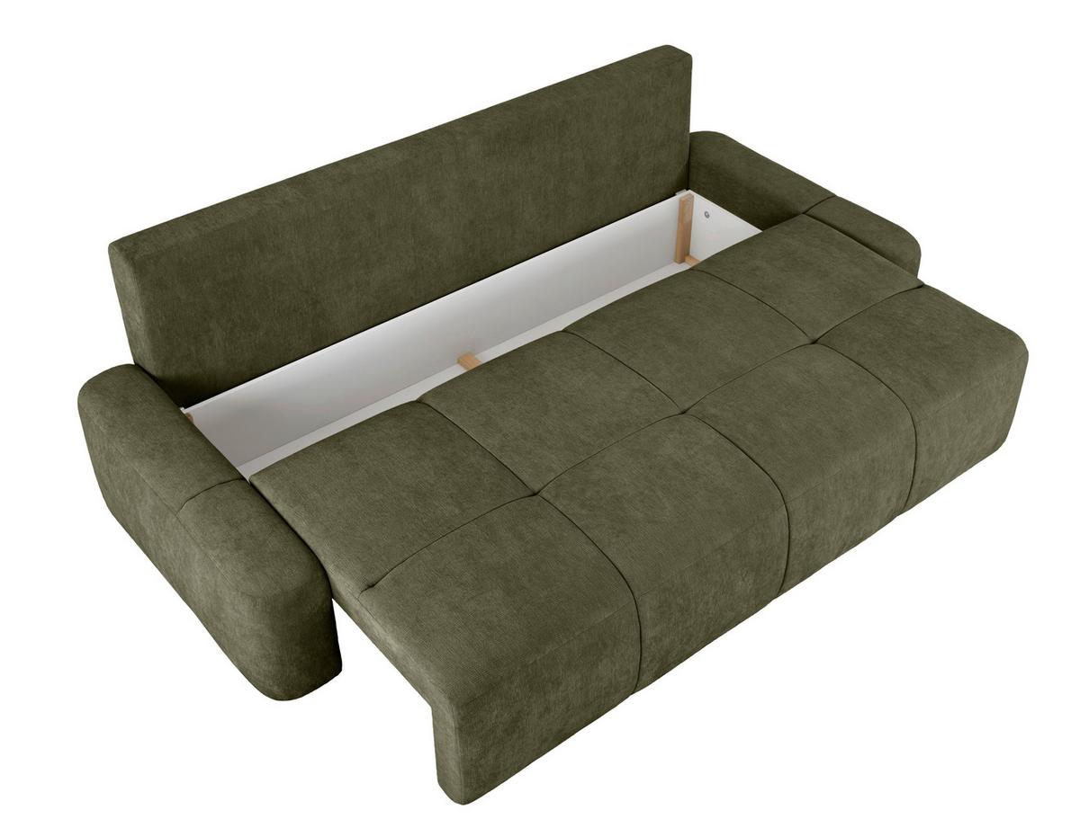 Schlafsofa Hello Lux 3Dl Olivgrün B: 240cm - Schwarz/Olivgrün, Design, Textil (240/93/108cm) - MID.YOU