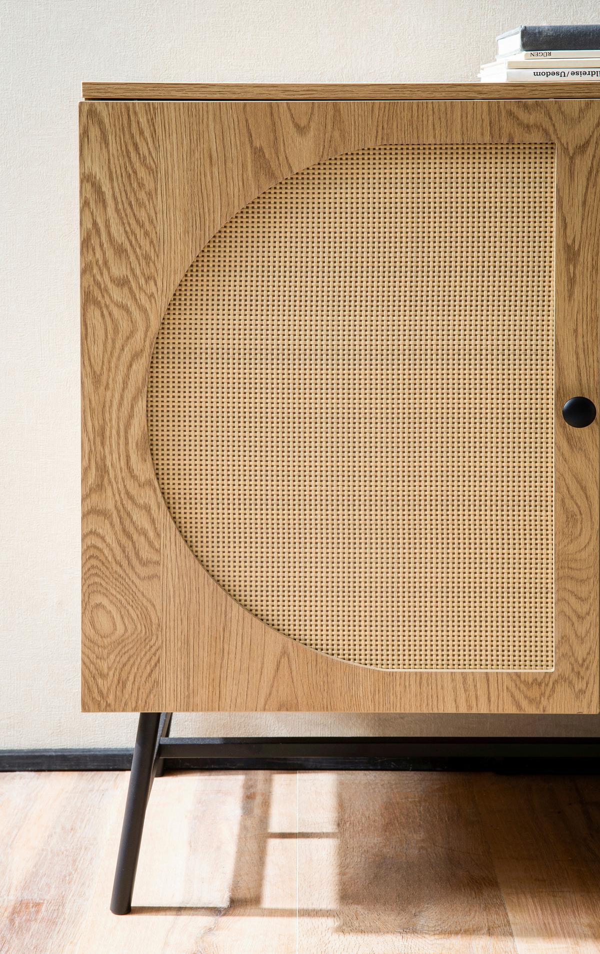 Sideboard Eichefarben Dekor B: 140 Cm - Eichefarben/Schwarz, Design, Holzwerkstoff (140/80/39cm) - MID.YOU