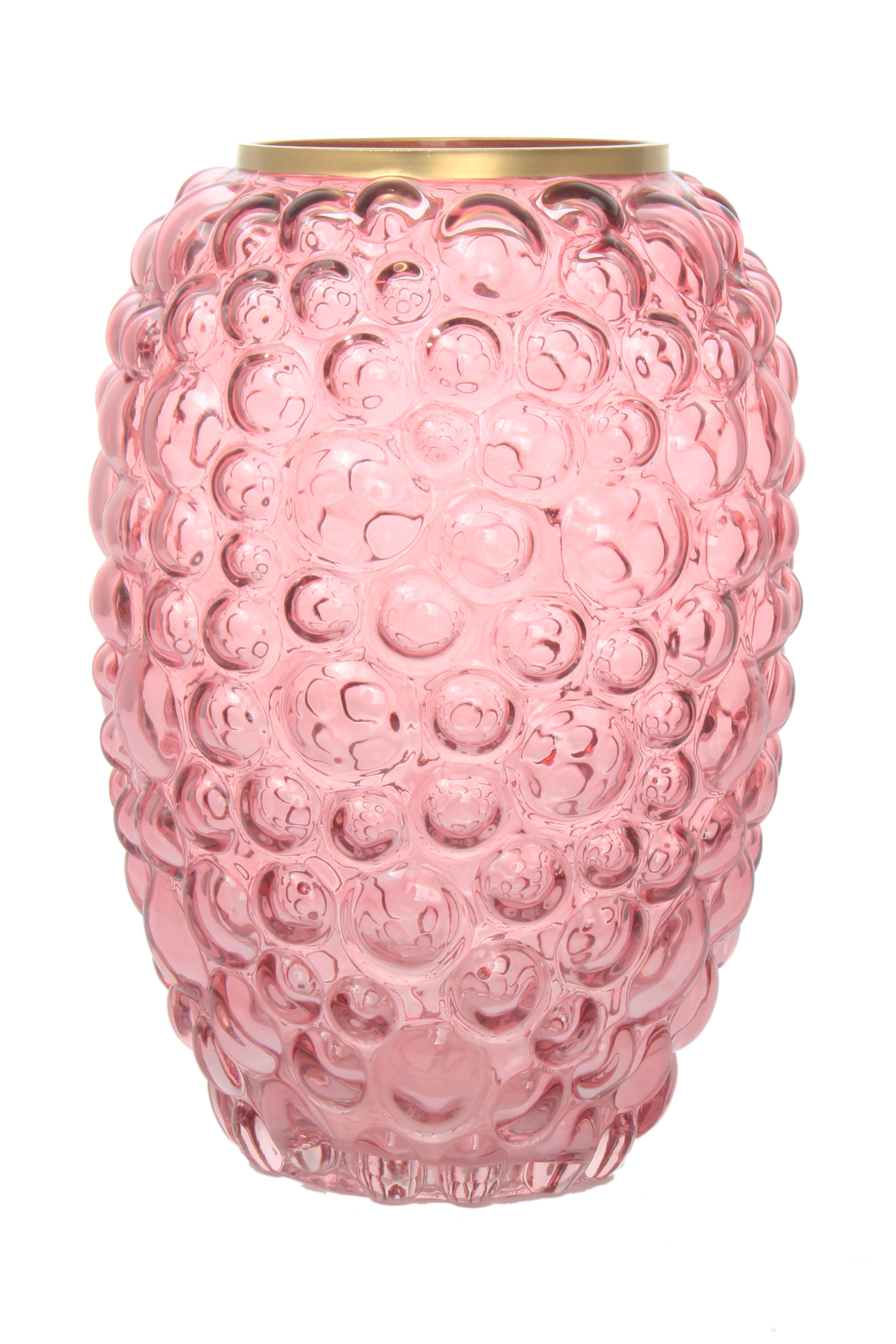 Vase Sidney Bauchig Glas Rosa/Gold H: 25 cm - Altrosa, Design, Glas (17/25/17cm)