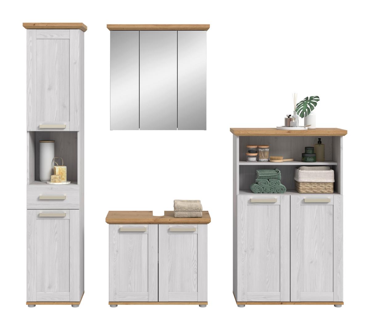 Badezimmer Verona Lärchefarben/Eiche D. B: 182cm - Silberfarben/Lärchefarben, Trend, Glas/Holzwerkstoff (182cm) - MID.YOU