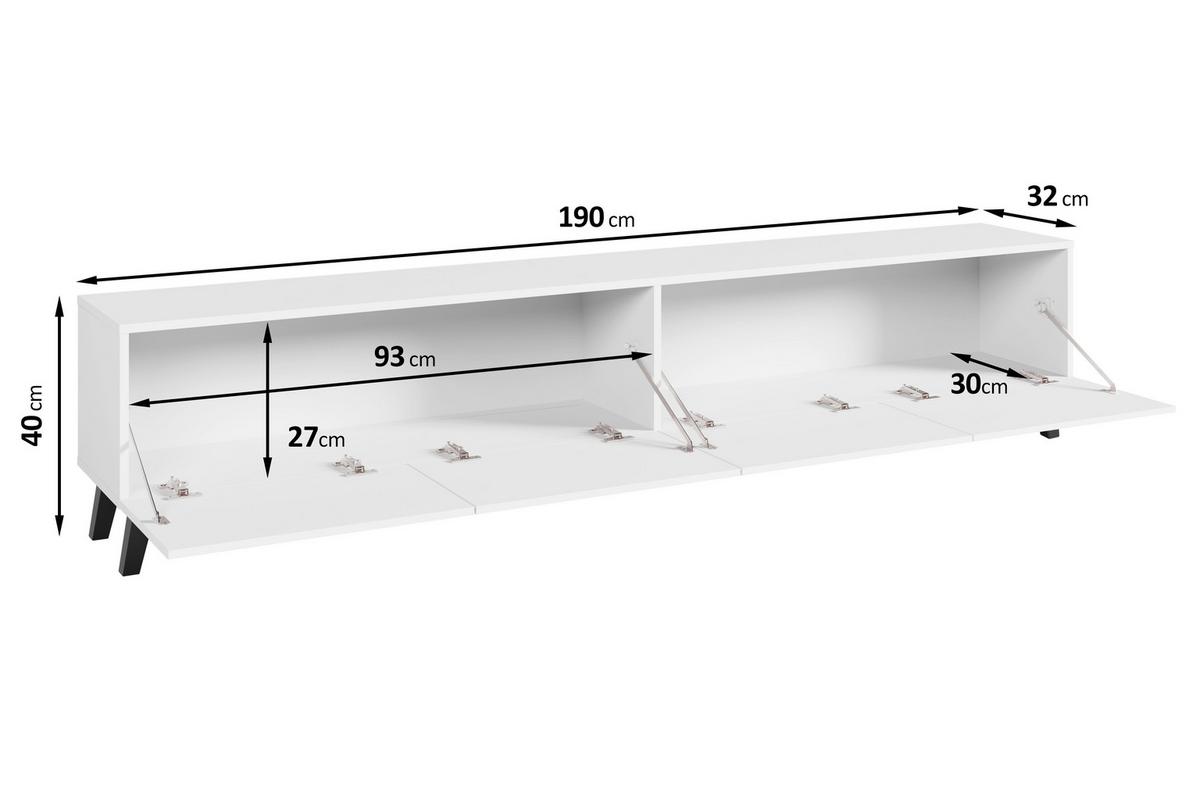 Lowboard Phuket 190 Weiß B: 190 Cm - Schwarz/Weiß, Design, Holz/Holzwerkstoff (190/40/32cm) - Livetastic