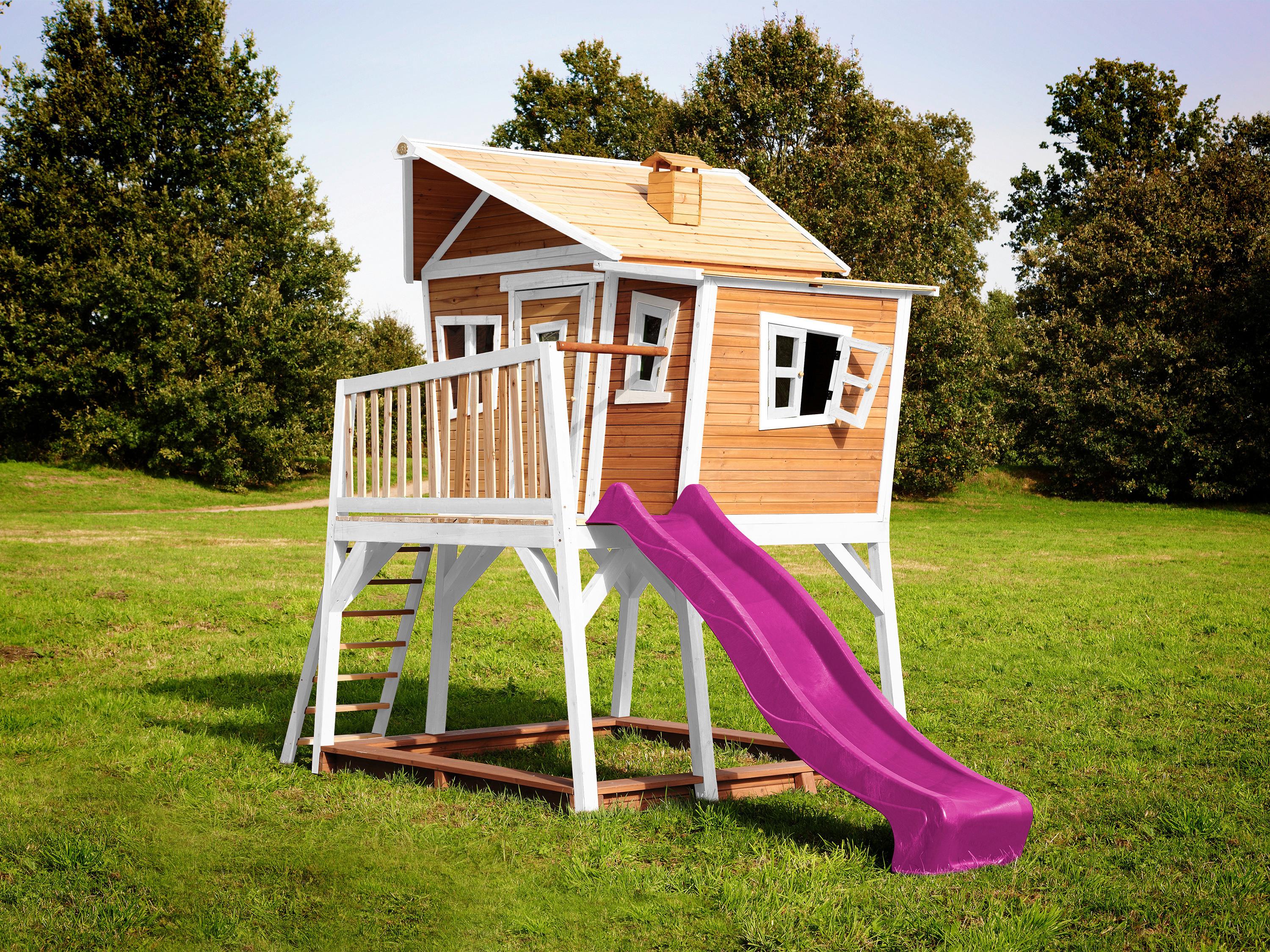 Spielturm A030.150.41 - Lila/Braun, KONVENTIONELL, Holz (432/288/193cm) - Ambia Garden