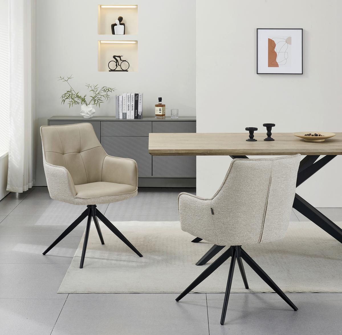 Armlehnstuhl Ion Schwarz/Taupe B: 58 cm - Taupe/Schwarz, MODERN, Holz/Textil (58/87/61,5cm) - Livetastic