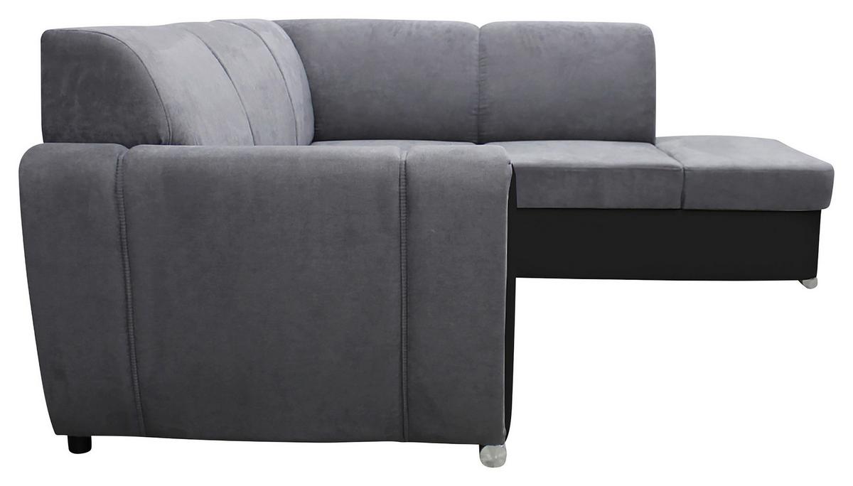 Ecksofa Mit Bettkasten Doris Rücken Echt Grau/schwarz - Silberfarben/Schwarz, Design, Textil (255/196cm) - MID.YOU