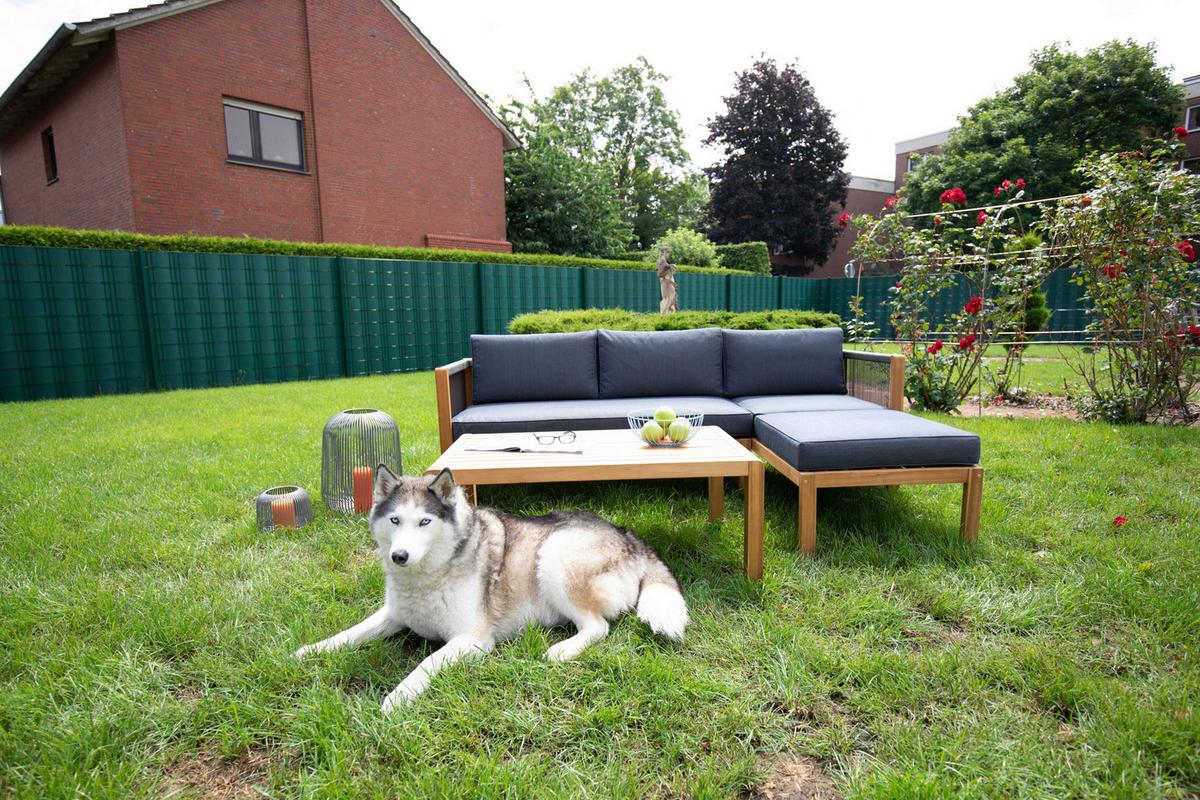 Loungegarnitur Malaga Aus Holz Mit Kissen - Schwarz/Grau, Basics, Holz/Textil (198/132cm) - Acamp