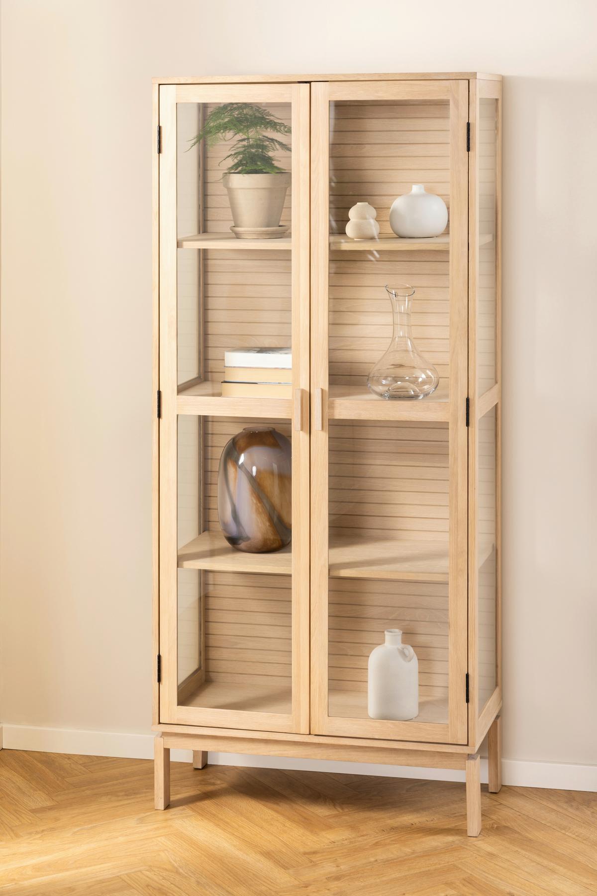 Vitrína LINLEY dyha - bílá/barvy dubu, Design, dřevo/kompozitní dřevo (80/180/40cm) - Livetastic
