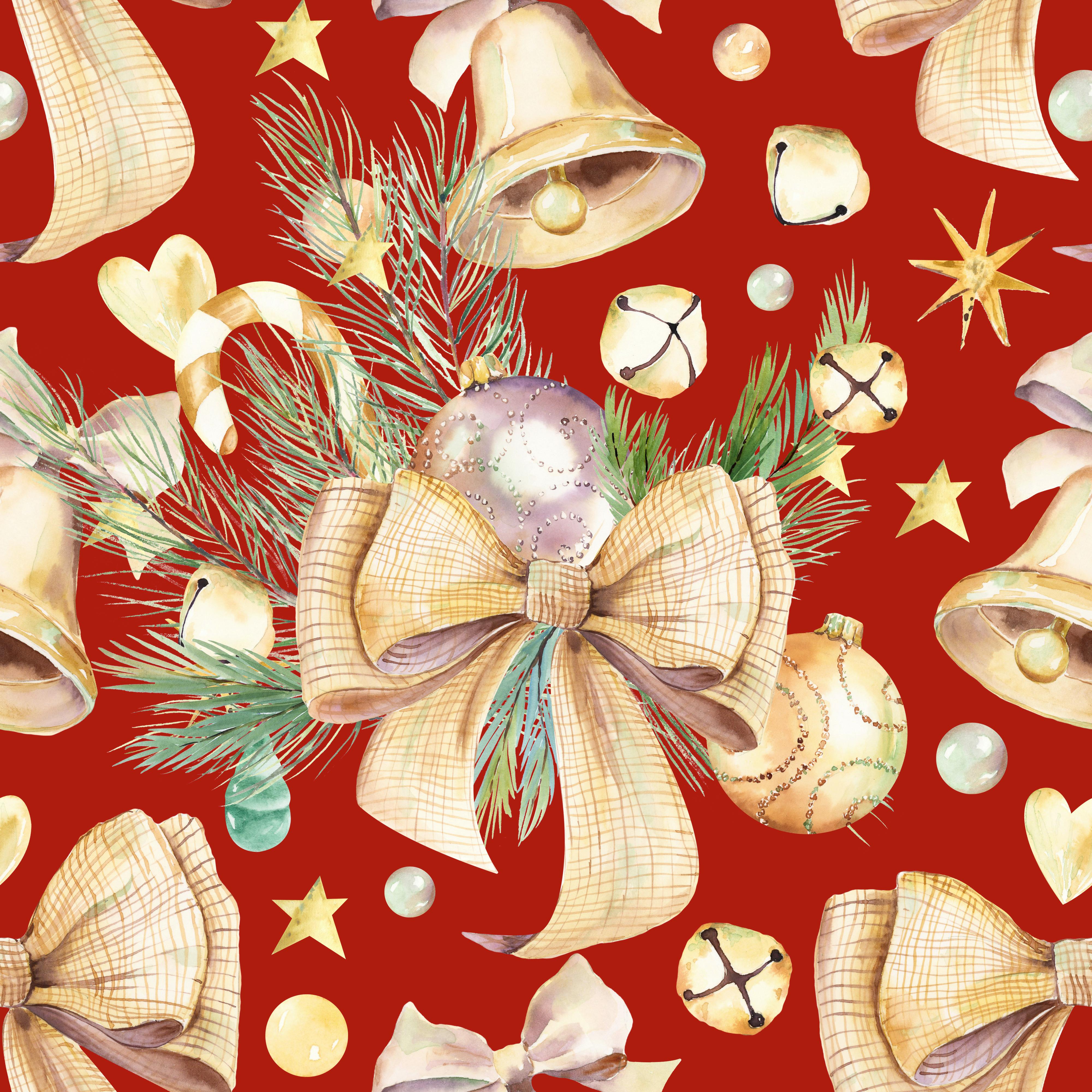 Serviette Anna - Rot/Goldfarben, Design, Papier (33/33cm)