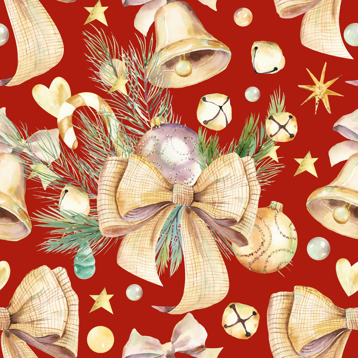 Serviette Anna - Rot/Goldfarben, Design, Papier (33/33cm)
