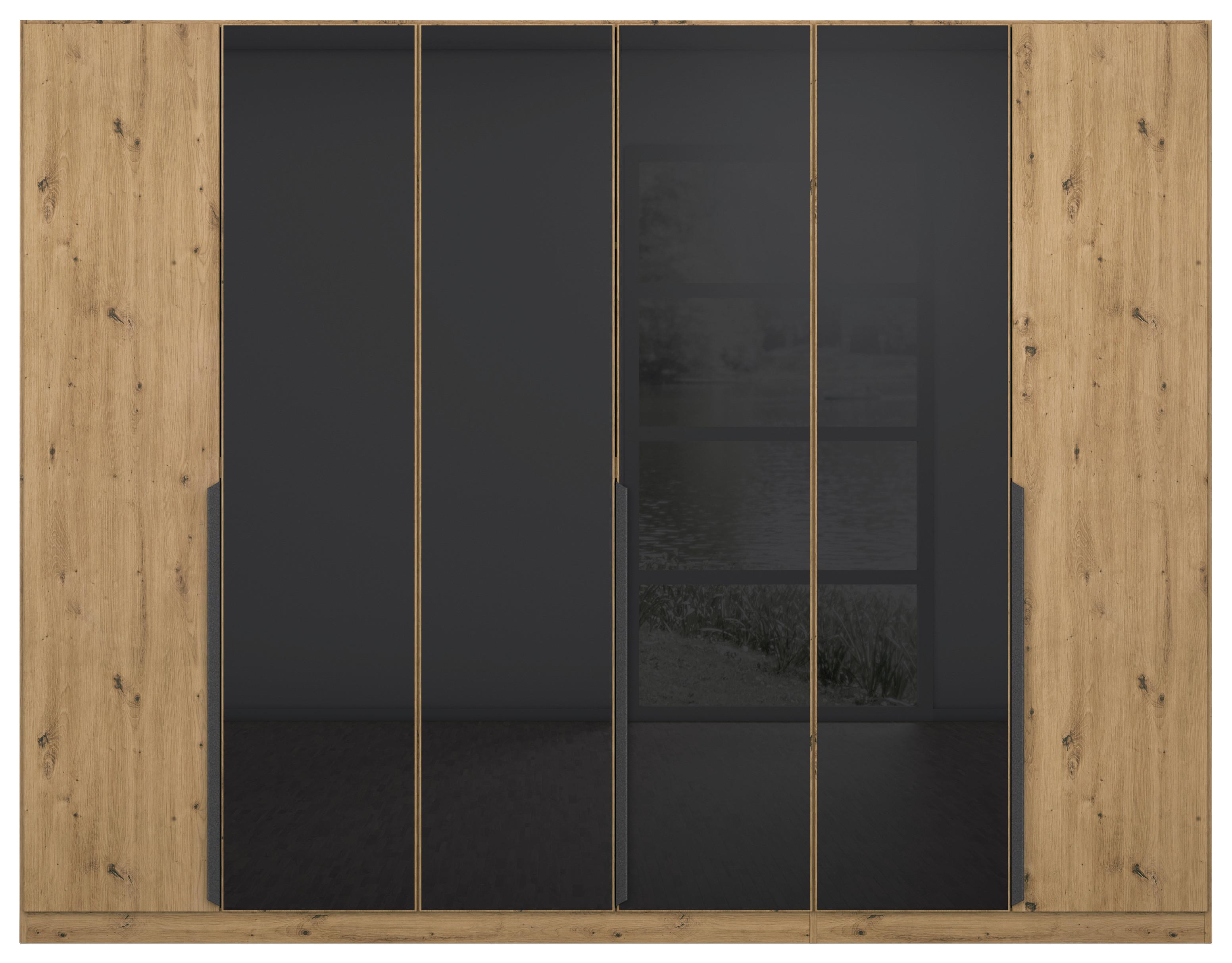 Drehtürenschrank Artemis 271 cm Anthrazit/Eiche Dekor - Anthrazit/Eiche Artisan, MODERN, Glas/Holzwerkstoff (271/210/54cm) - Rauch Möbel