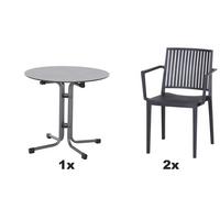 Gartengarnitur T20179 - Anthrazit, Basics, Holzwerkstoff/Kunststoff (80/80/80cm) - Siena Garden
