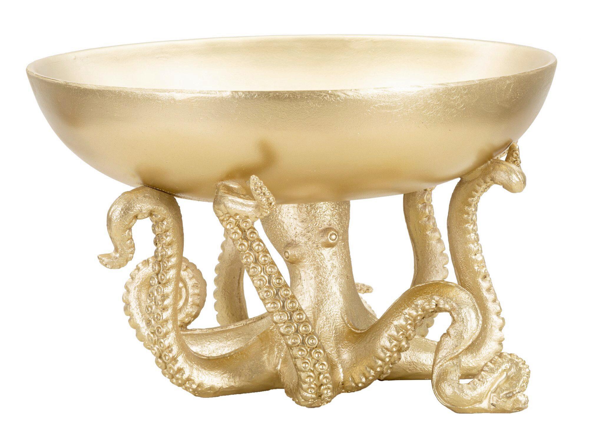 Skulptur Octopus Tray Goldfarben, B: 30 cm