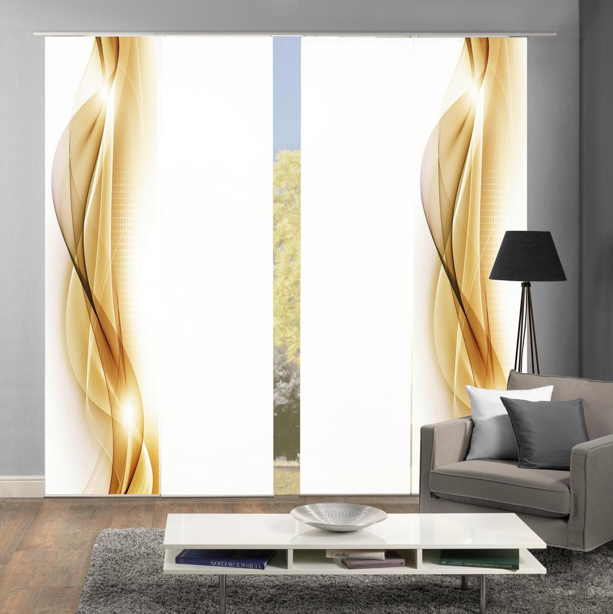 Flächenvorhang 4-Tlg. Neblana B: 60 cm, Gold/Weiß - Goldfarben, Basics, Textil (60/245cm)