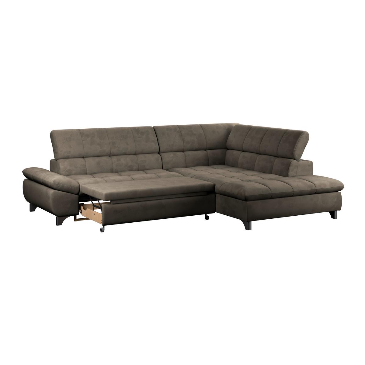 Ecksofa Gemini Taupe, B: 312cm - Taupe/Chromfarben, KONVENTIONELL, Textil (312/234cm)