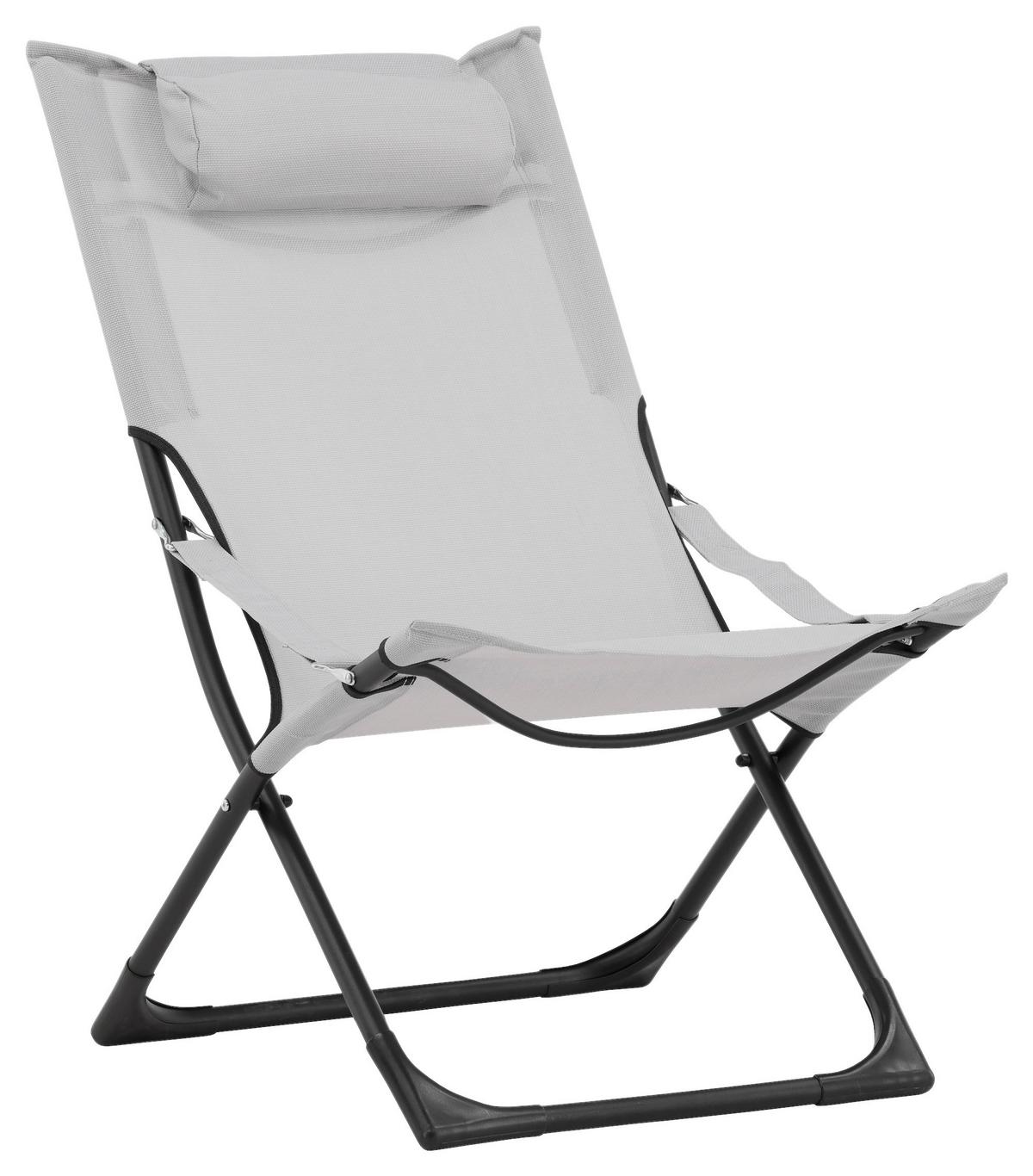 Strandsessel Seville Metall, Textil - Schwarz/Grau, KONVENTIONELL, Textil/Metall (63/89/84cm) - Gardenson