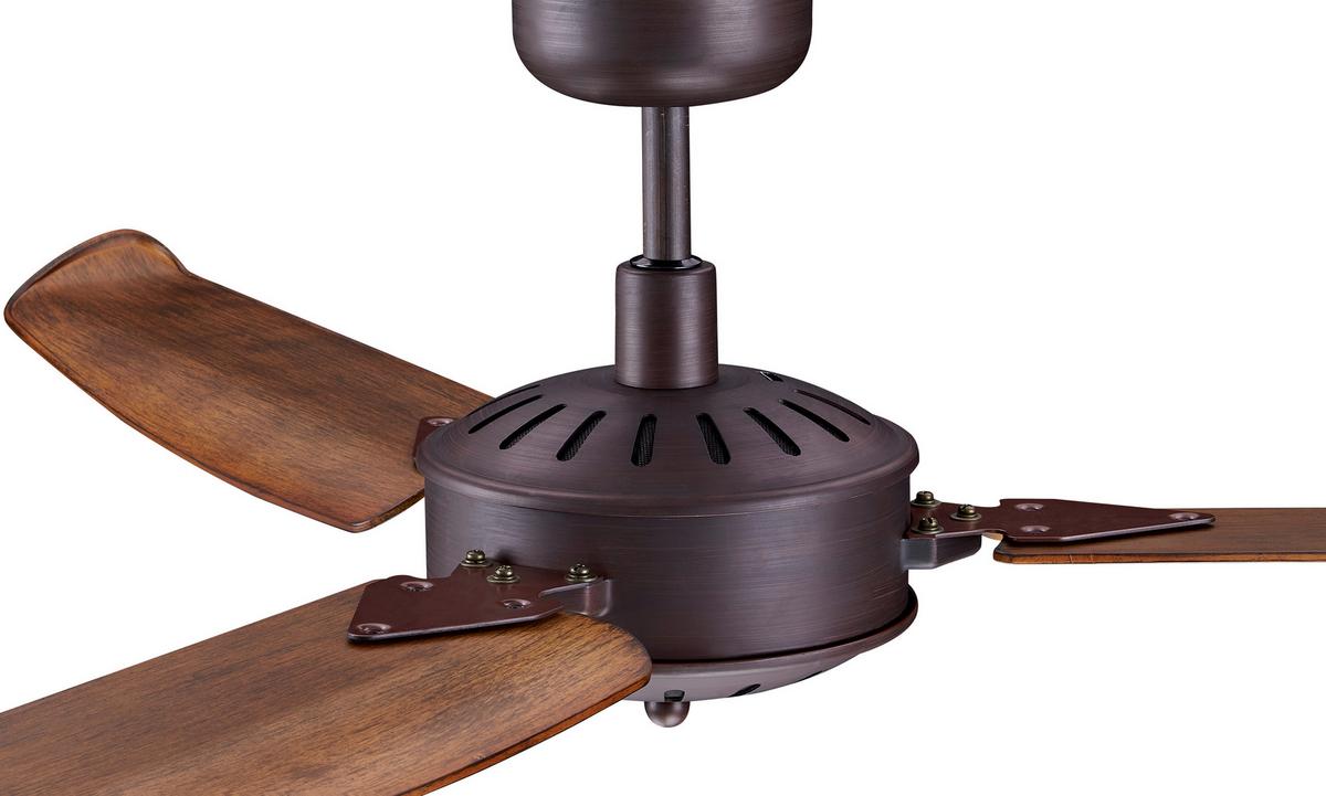 Deckenventilator Carolina 3-Flügel, Geräuscharm - Dunkelbraun/Bronzefarben, Basics, Kunststoff/Metall (178/35cm) - P & B
