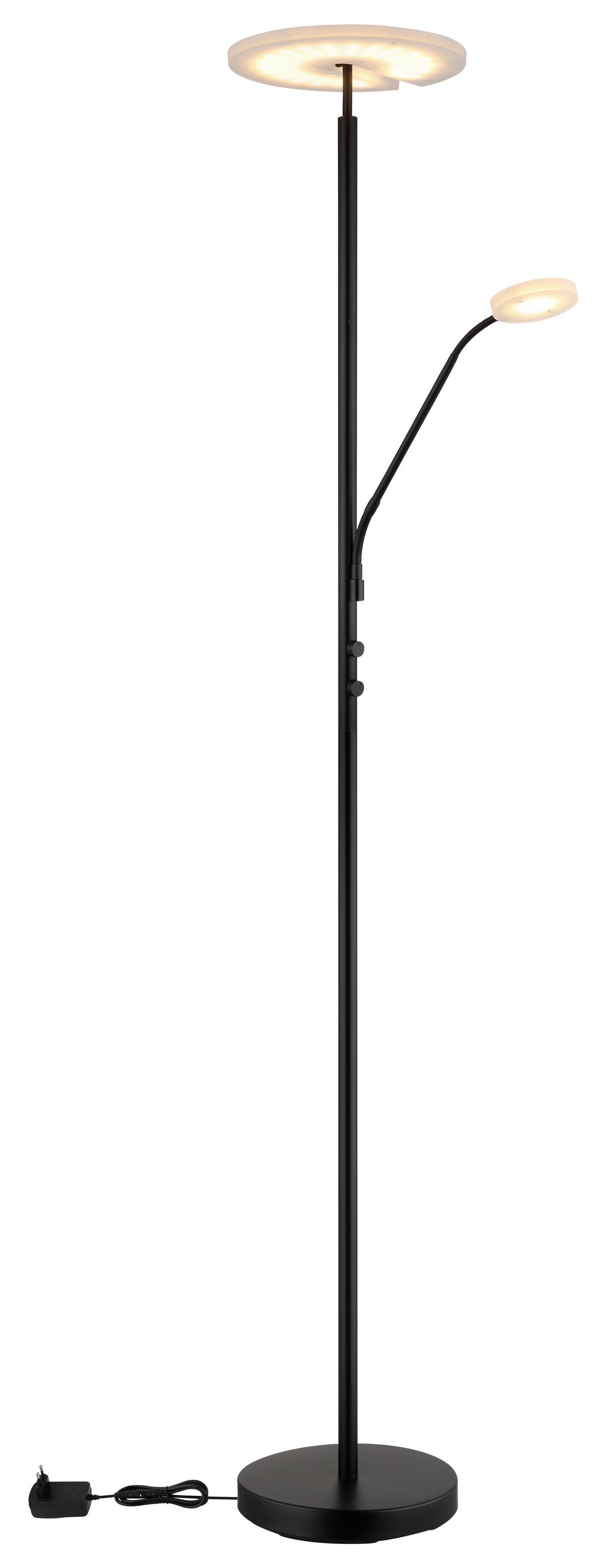 LED-Stehleuchte Stanford Klar Schwarz D: 30 cm - Klar/Schwarz, Design, Kunststoff/Metall (30/180cm) - Globo