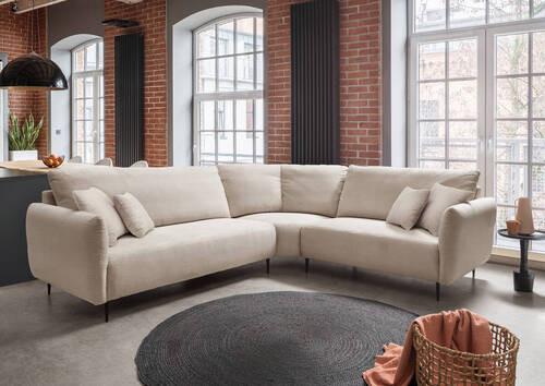 Ecksofa Vanilla Beige S: 294x256 cm - Beige/Schwarz, Design, Textil (294/256cm) - Livetastic