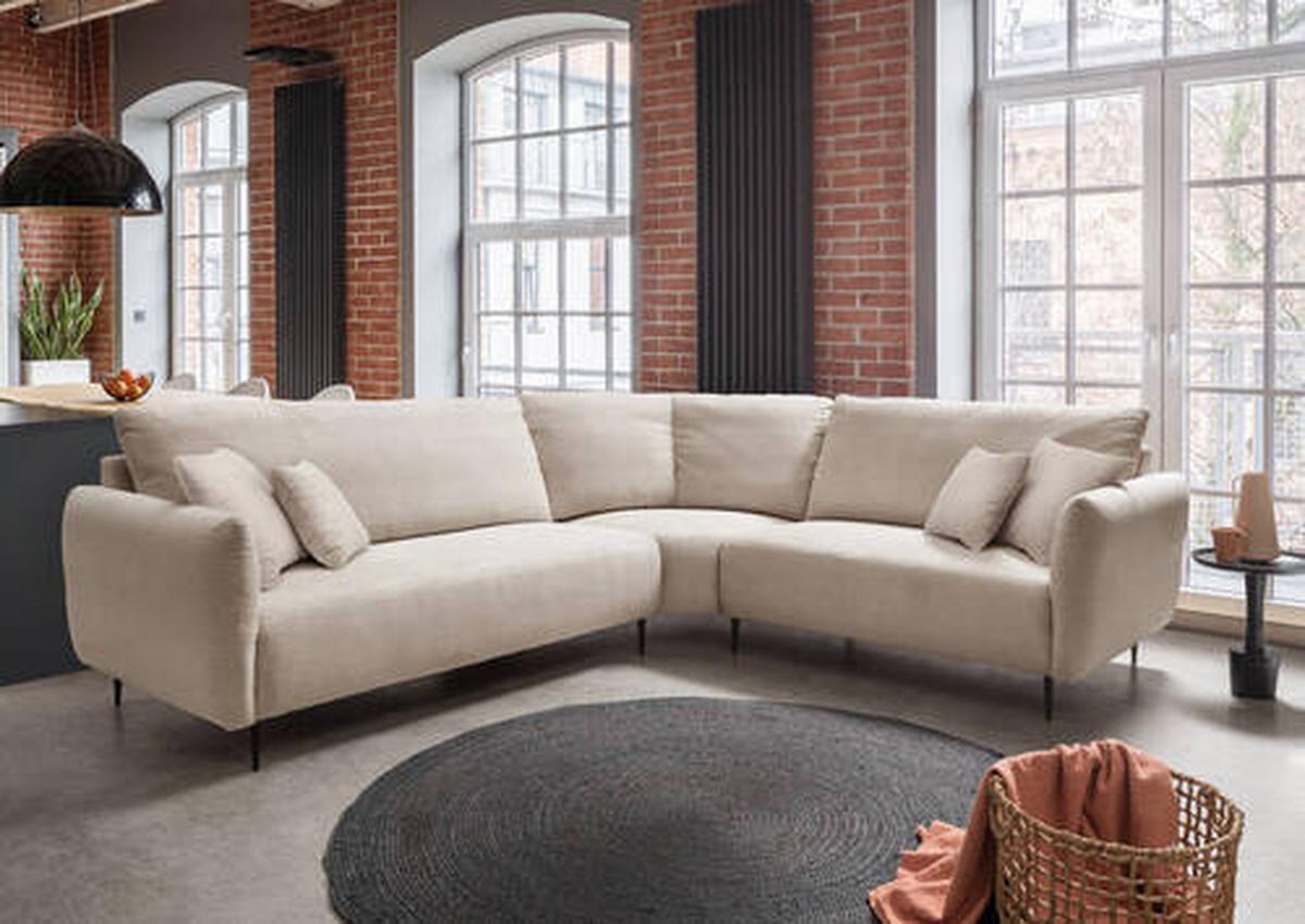 Ecksofa Vanilla Beige S: 294x256 cm - Beige/Schwarz, Design, Textil (294/256cm) - Livetastic