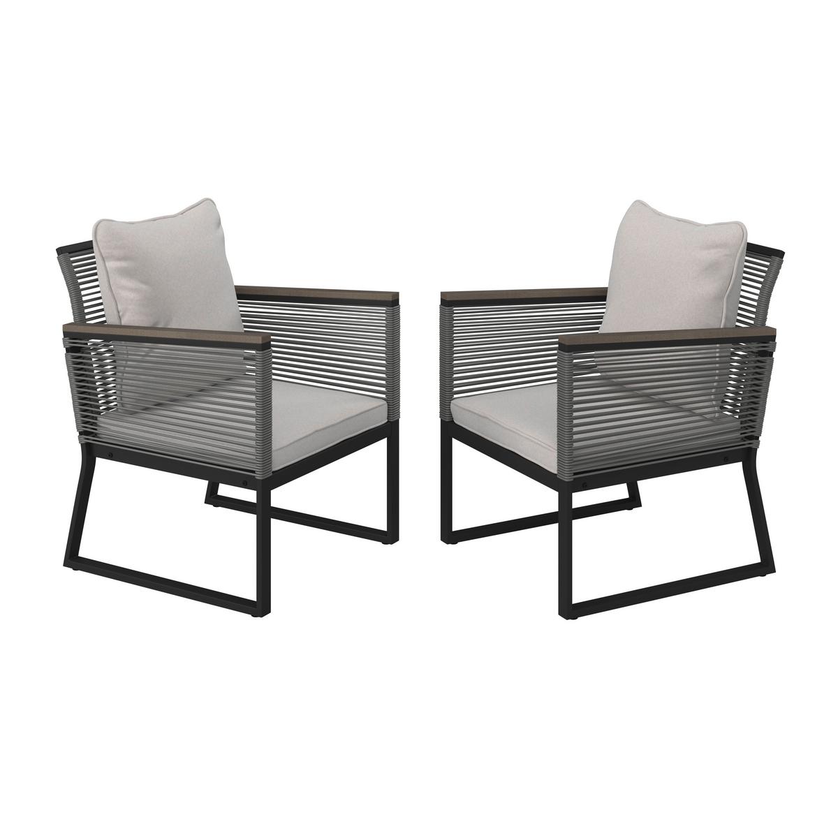 SADA ZAHRADNÍCH KŘESEL TONI - šedá/černá, Moderní, kov/textil (57,5/73/60cm) - Bessagi Garden