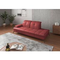 Récamiere Amica E, Rot B: 231 Cm - Rot/Schwarz, KONVENTIONELL, Leder/Textil (231/90/122cm) - Sit & More