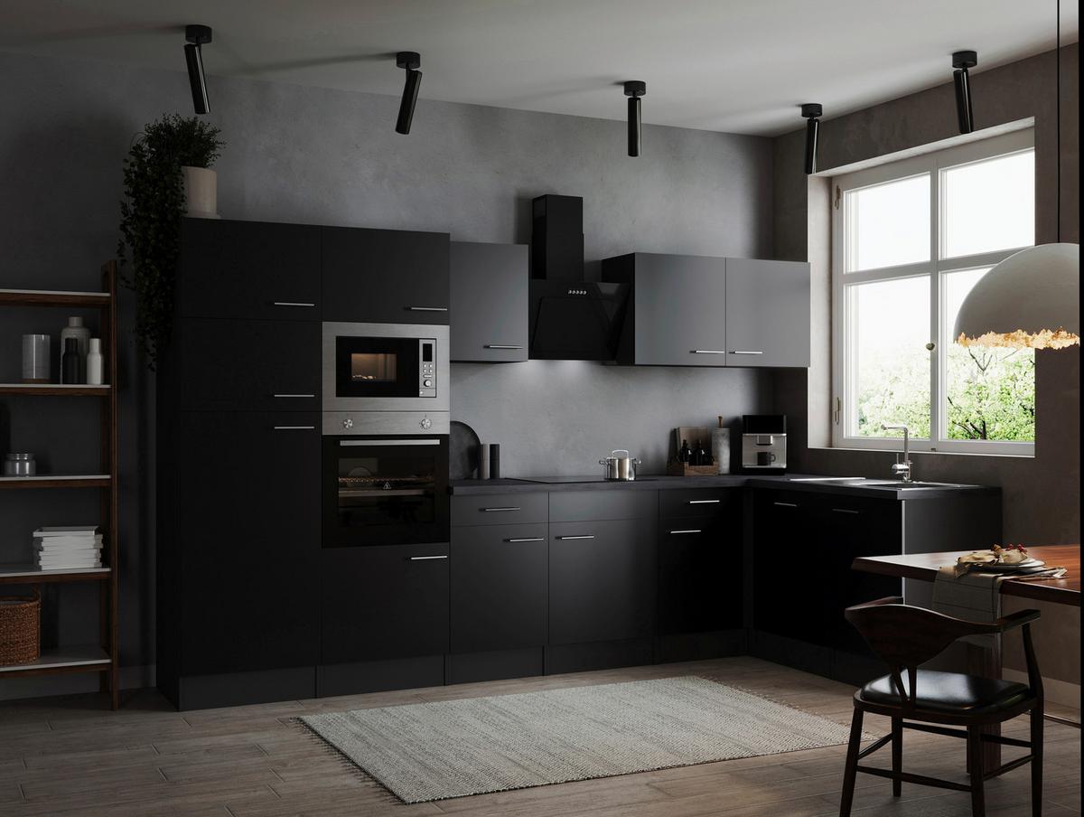 Eckküche Oliver Schwarz, Grau S: 340x172 Cm - Schwarz/Grau, Design, Holzwerkstoff (340/172cm) - Respekta