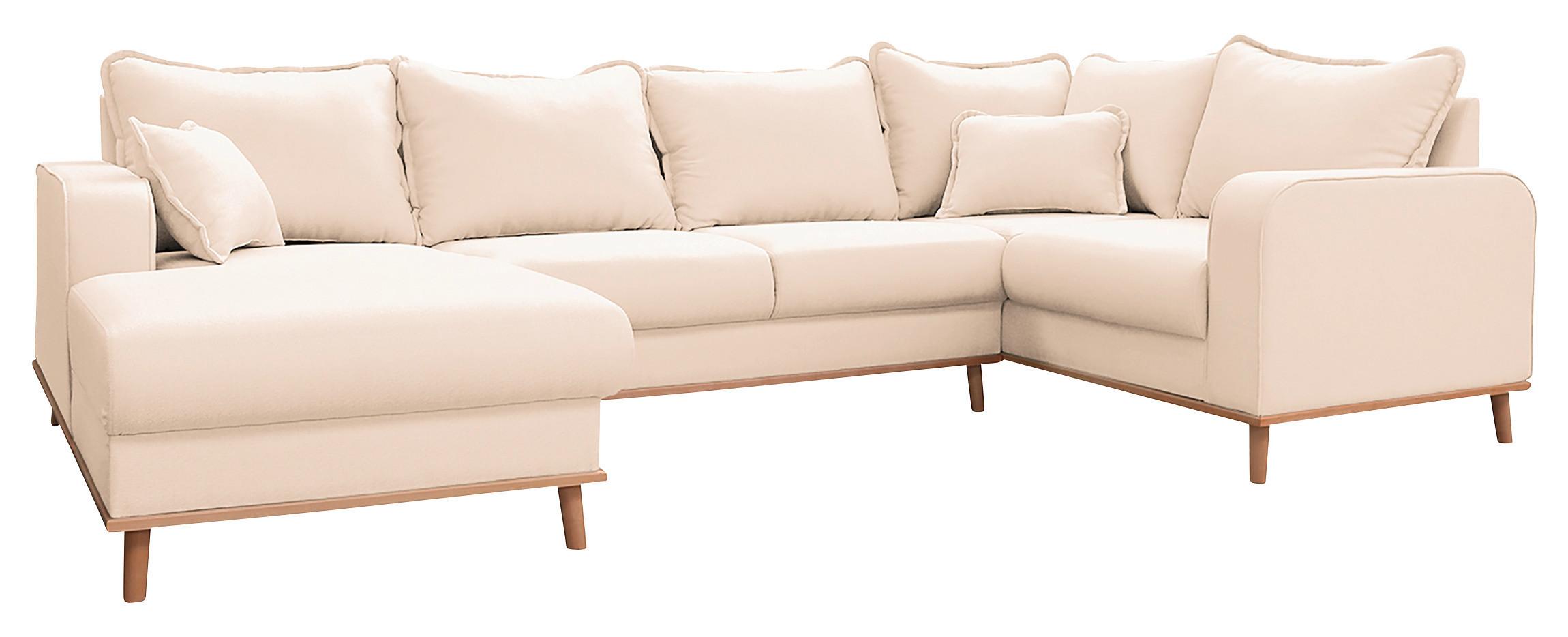 Wohnlandschaft Beata Ecru U: 170x296x167 cm - Wengefarben/Ecru, Design, Textil (170/296/167cm) - Livetastic