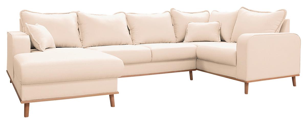 Wohnlandschaft Beata Ecru U: 170x296x167 cm - Wengefarben/Ecru, Design, Textil (170/296/167cm) - Livetastic