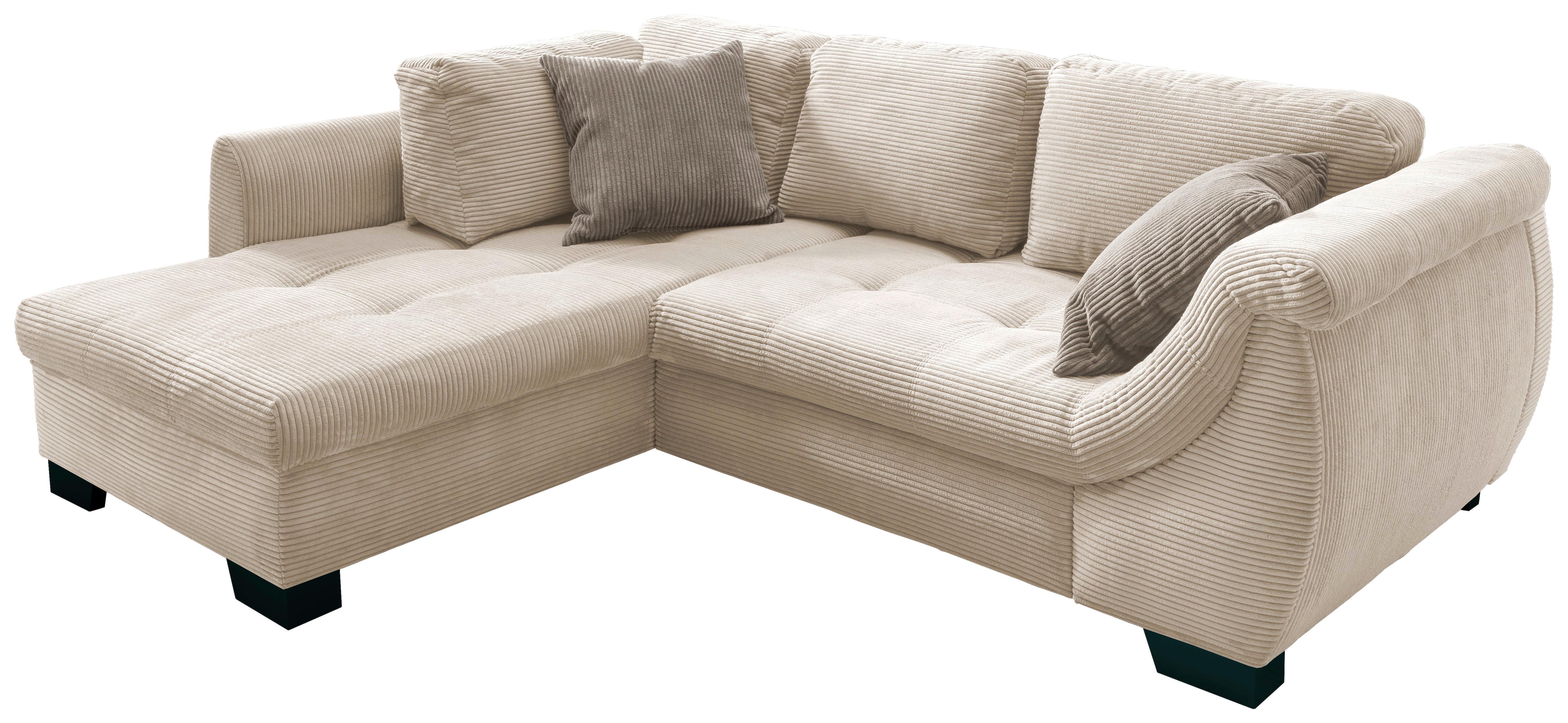 Ecksofa mit Schlaffunktion Flora Beige Kord - Beige/Graubraun, Design, Textil (190/250cm) - MID.YOU
